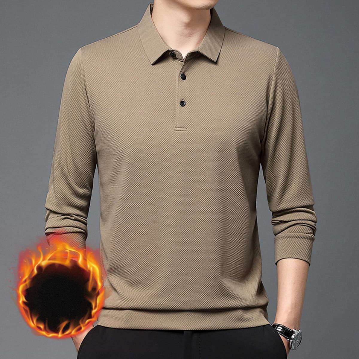 Новая утолщенная Мужская Повседневная деловая рубашка-Поло В президентском стиле на флисовой подкладке, бутик, Мужская...