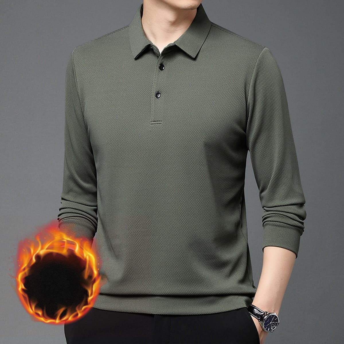 Новая утолщенная Мужская Повседневная деловая рубашка-Поло В президентском стиле на флисовой подкладке, бутик, Мужская...