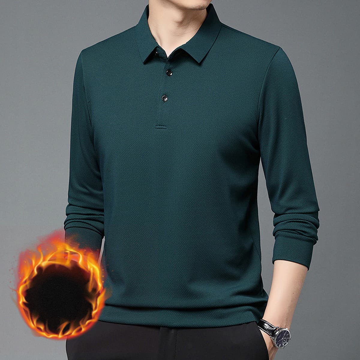 Новая утолщенная Мужская Повседневная деловая рубашка-Поло В президентском стиле на флисовой подкладке, бутик, Мужская...
