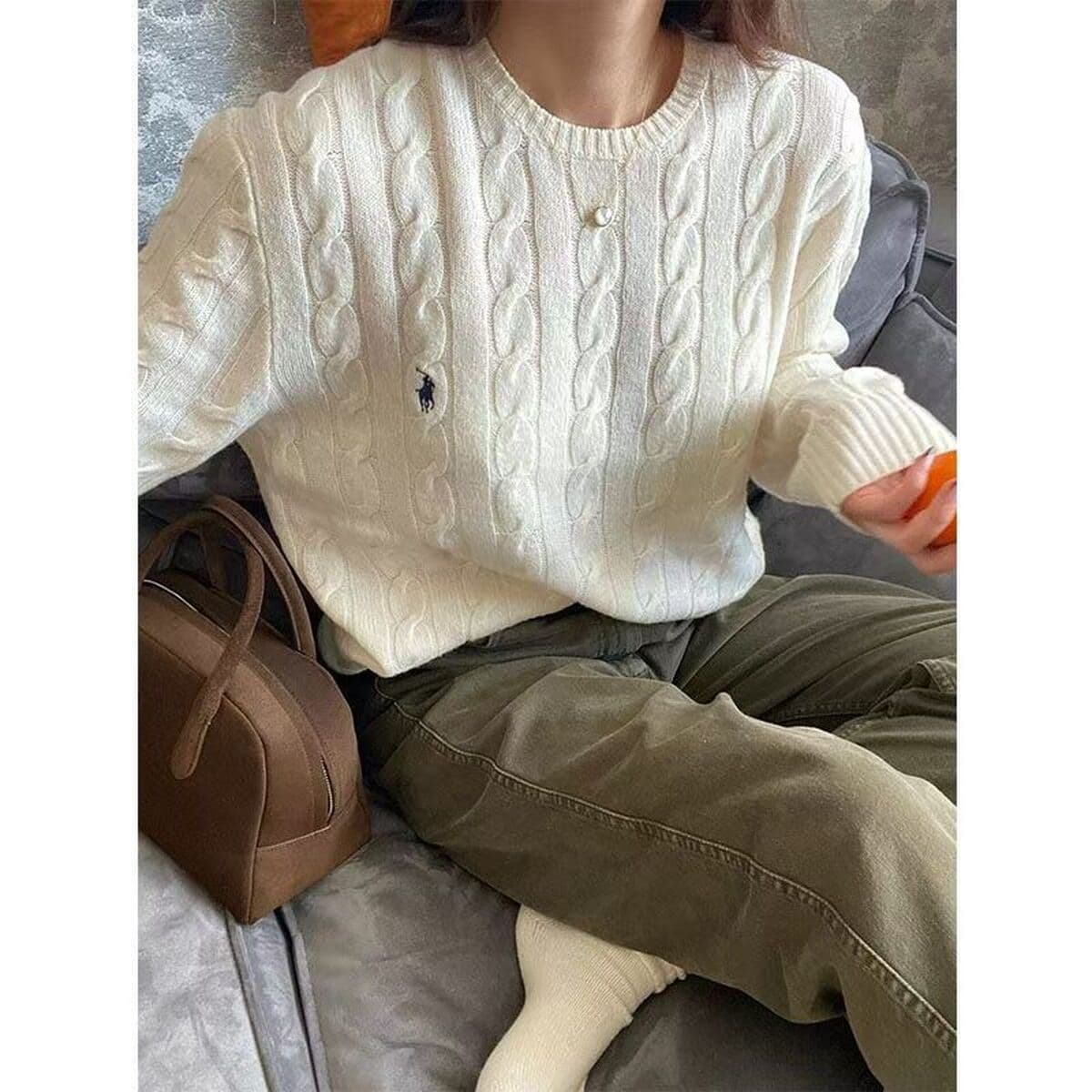 RL Rolf та же пони логотип Пол с вышивкой с круглым вырезом свитер мужской осень-зима теплая пара свитер