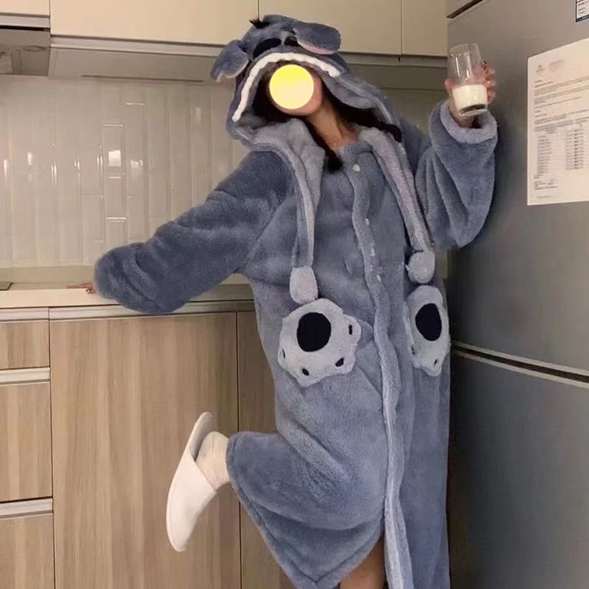 Пижама осенне-зимняя женская Коралловая флисовая подкладка утолщенный стеганый Халат для пар зимняя длинная Милая Мужская...