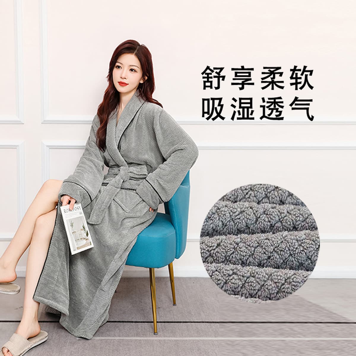 Осенне-зимний халат, мужские коралловые бархатные утолщенные пижамы, удлиненный халат большого размера для пары, удобная...