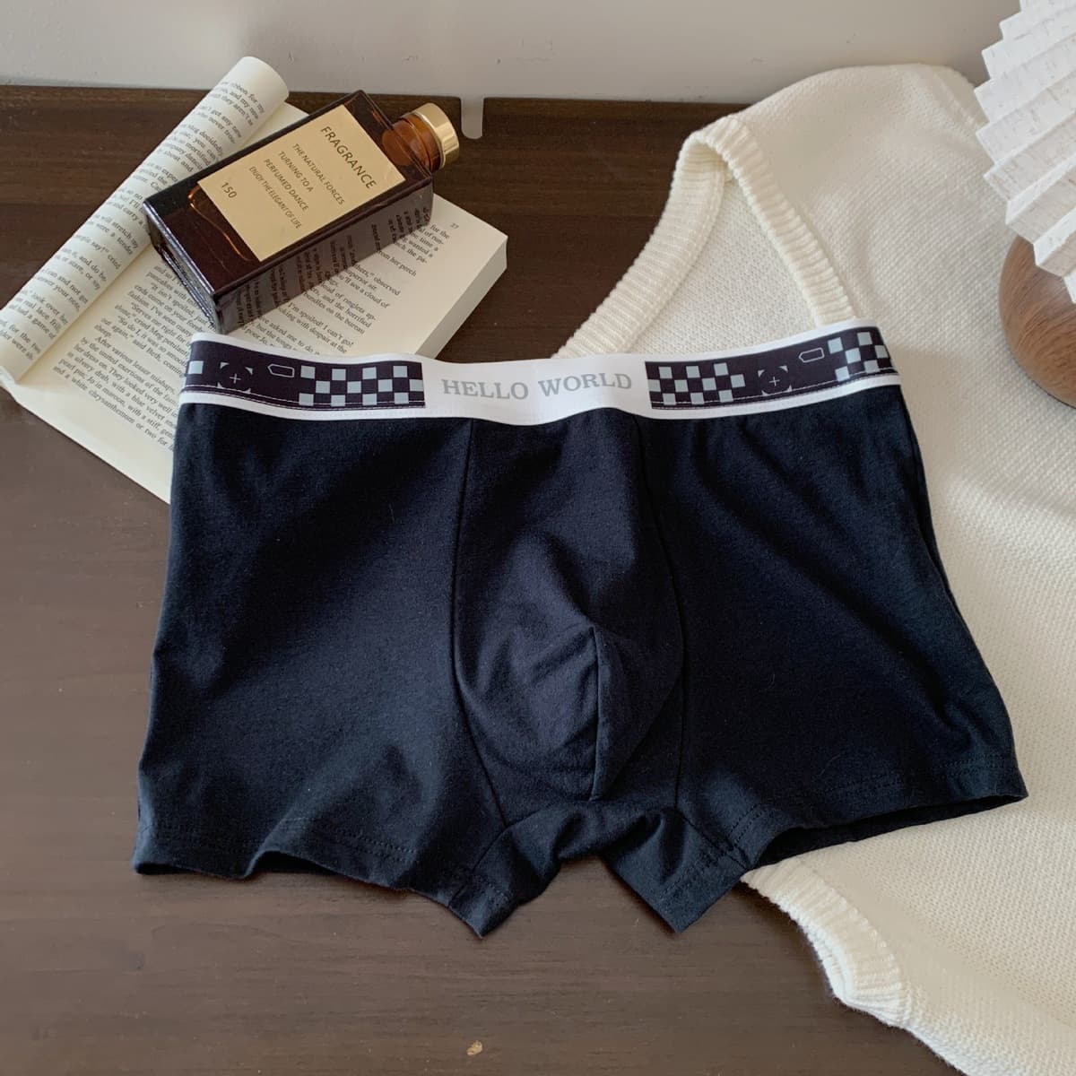 Мужское нижнее белье из хлопка, подавляя грибы, четыре угла, мужские шорты сплошной цвет простой средний пояс дышащие боксы...