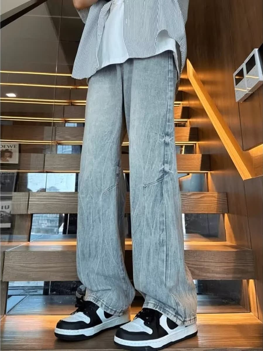 Американские ретро-молниеносные джинсы мужской летний прилив