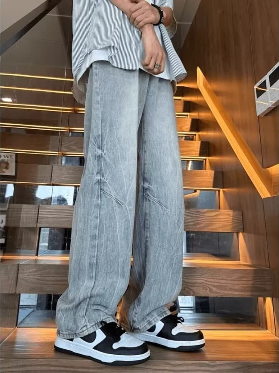 Американские ретро-молниеносные джинсы мужской летний прилив