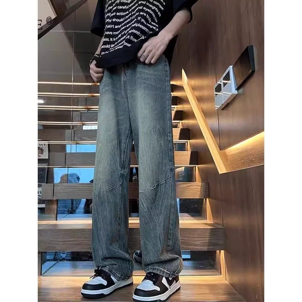 Американские ретро-молниеносные джинсы мужской летний прилив