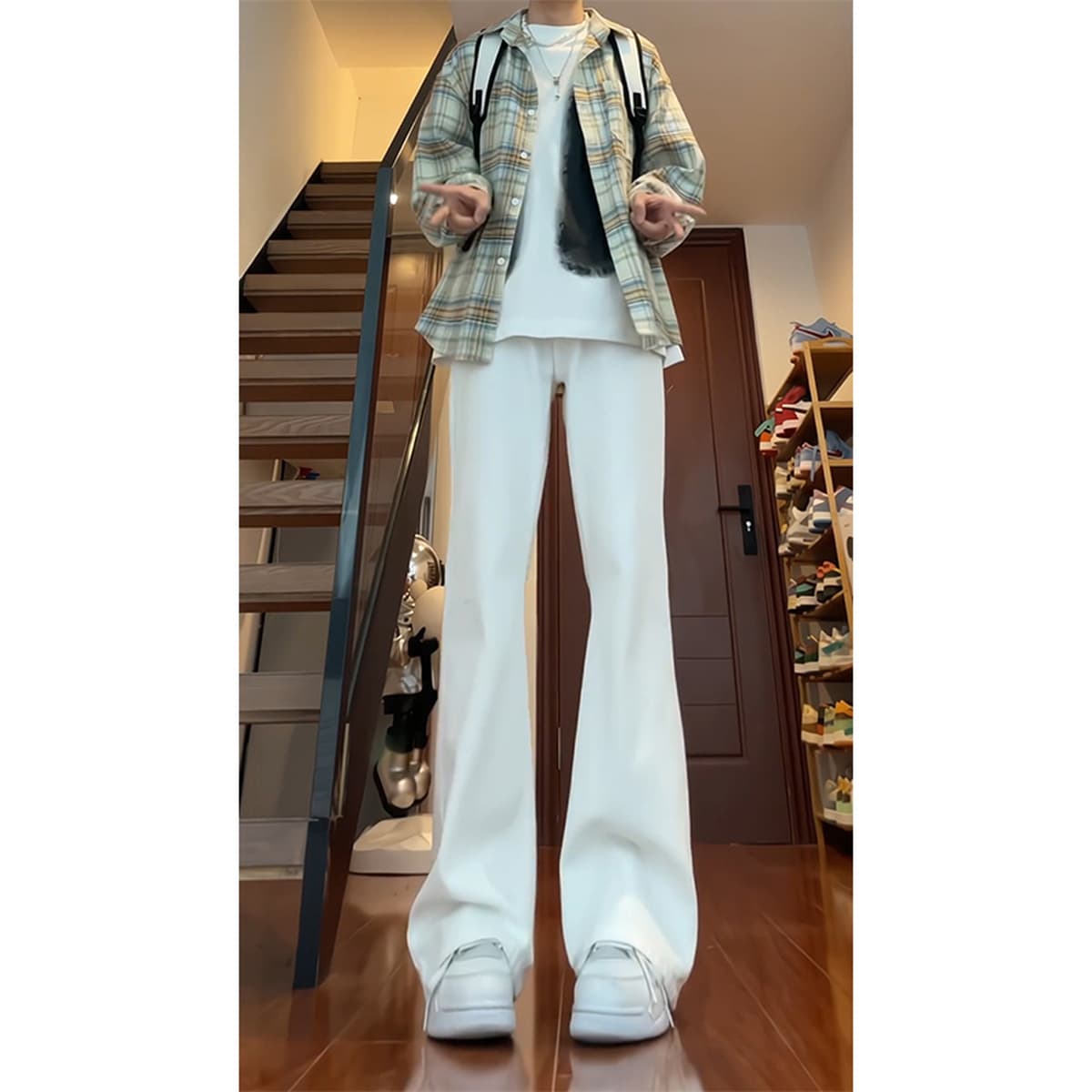 Cleanfit Белые джинсы-мачете мужские высокие удлиненные брюки vibe прямые штаны без наклеек микро-брюки