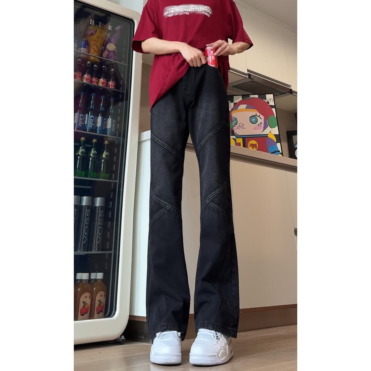 Американские высокие улицы vibe красивые штаны с узорчатыми ножами джинсы ятаган