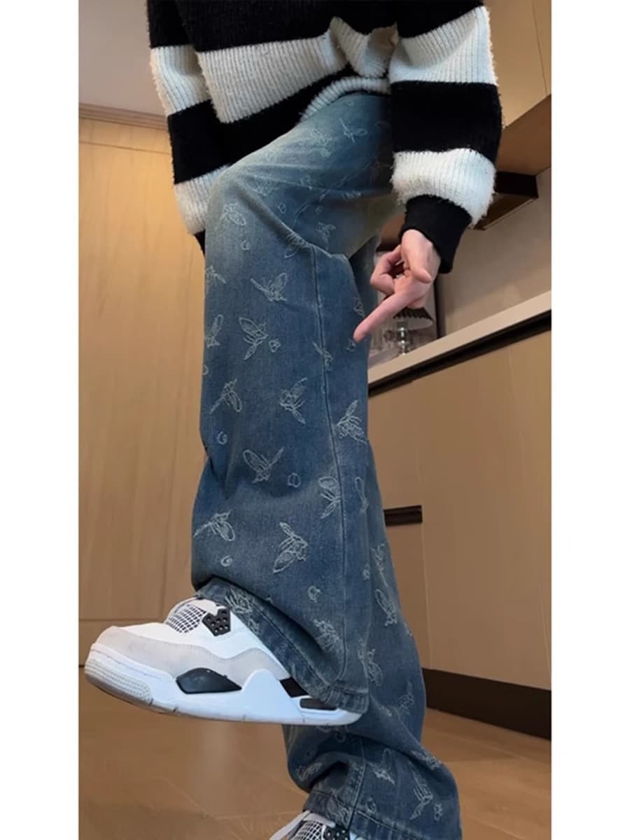 Джинсы с высокой талией для мальчиков с высокой улицей