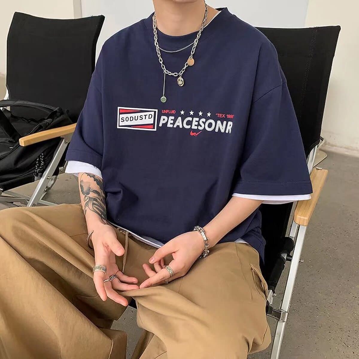 Карлика 2077 Летняя хлопковая футболка с короткими рукавами для студентов мужского пола