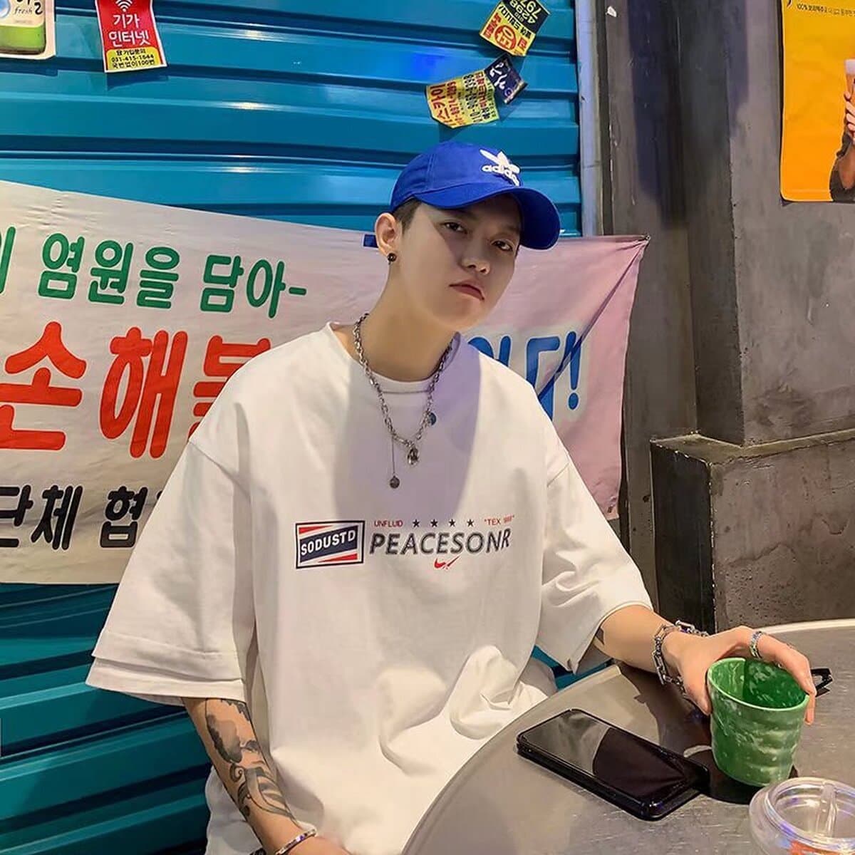 Карлика 2077 Летняя хлопковая футболка с короткими рукавами для студентов мужского пола