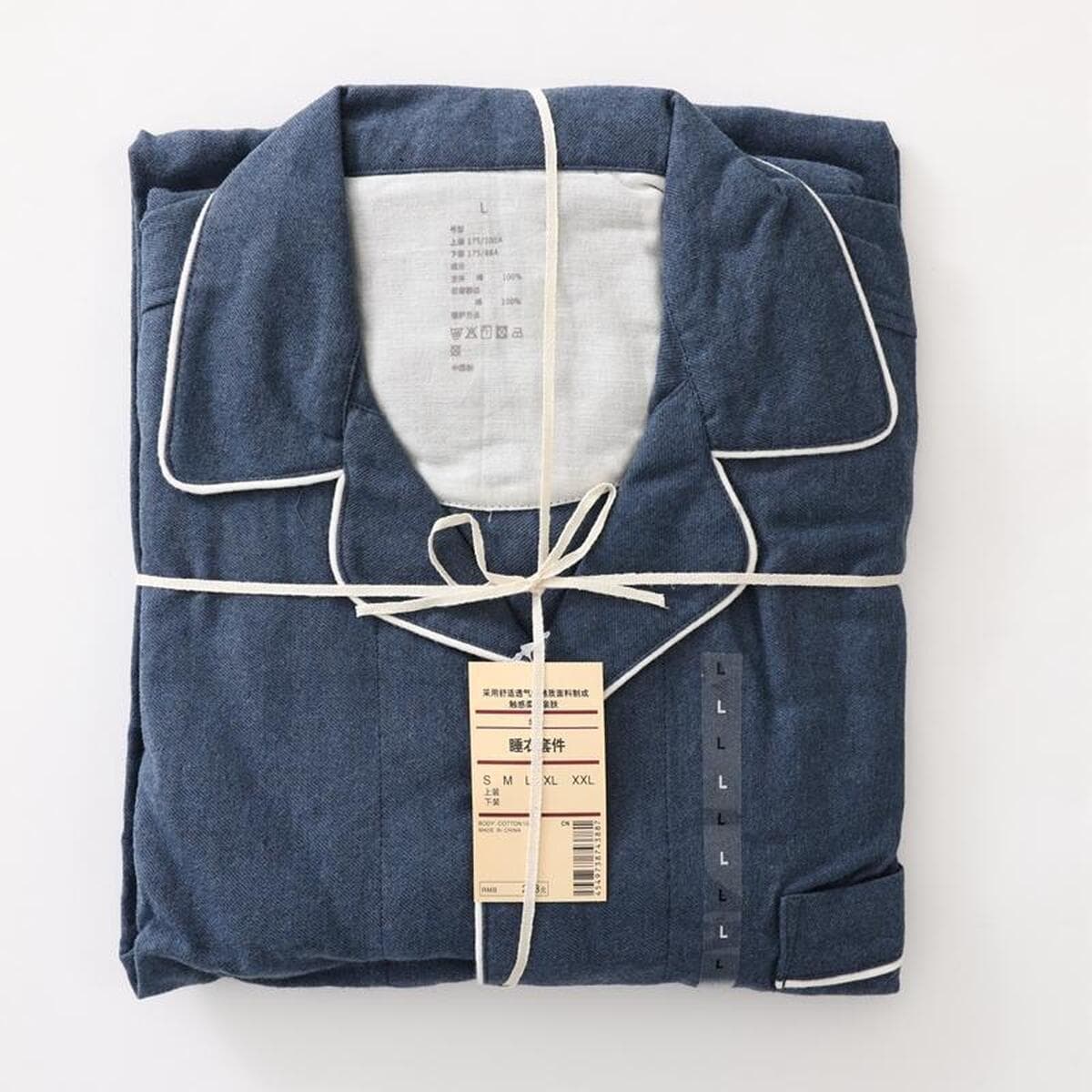 Неокрашенная домашняя одежда в японском стиле для осени и зимы, пижамы из чистого хлопка с начесом, мужской и женский...