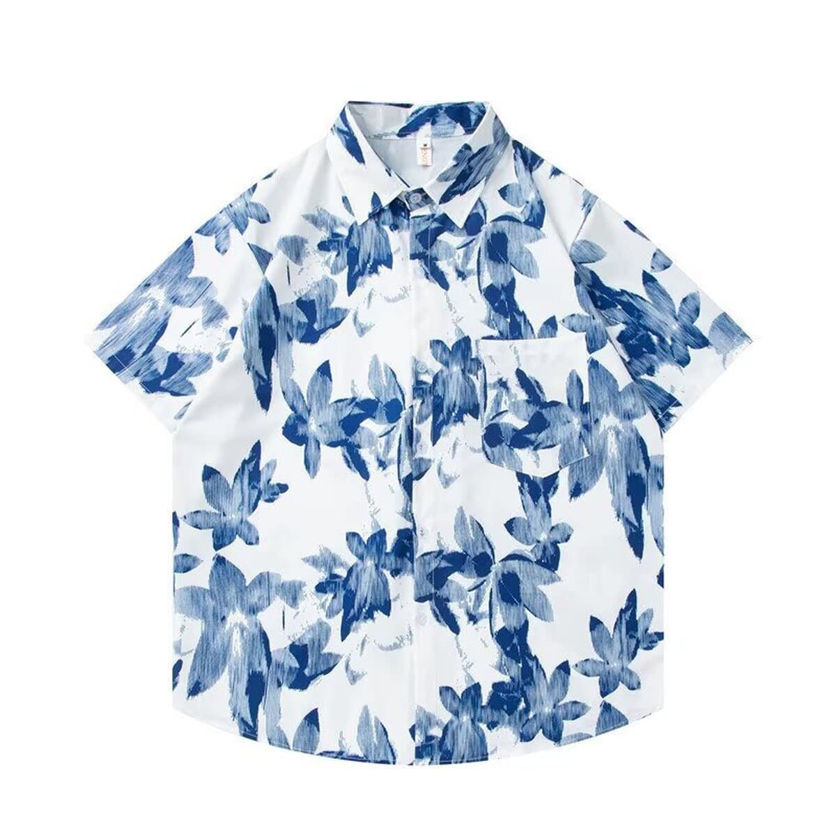 Мужская летняя рубашка с коротким рукавом из тонкой шелковистой ткани, гавайский цветочный принт, модная пляжная рубашка,...