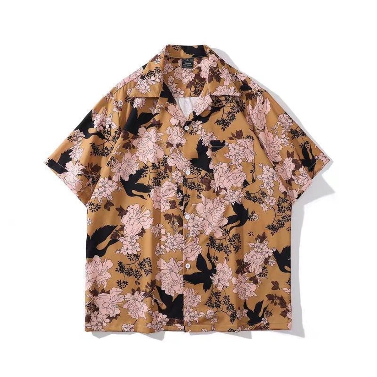 Костюм воротник 2025 новые мужские цветочные рубашки корейская версия свободная мода с принтом пляжный ветер повседневные...
