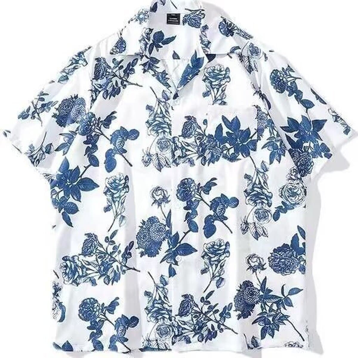 Костюм воротник 2025 новые мужские цветочные рубашки корейская версия свободная мода с принтом пляжный ветер повседневные...
