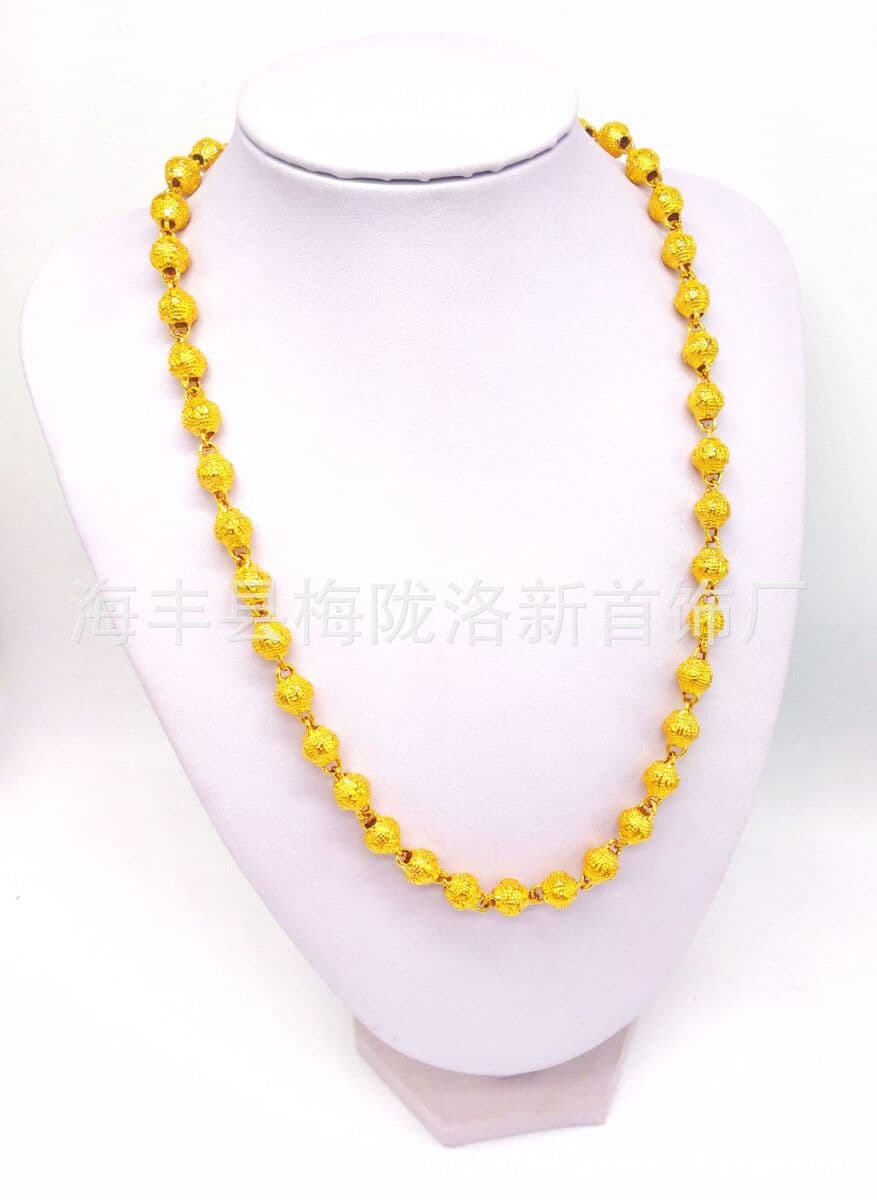 Шесть слов мантра ожерелье из круглых бусин из чистой латуни, позолоченные Мужские украшения, мужские властные украшения...