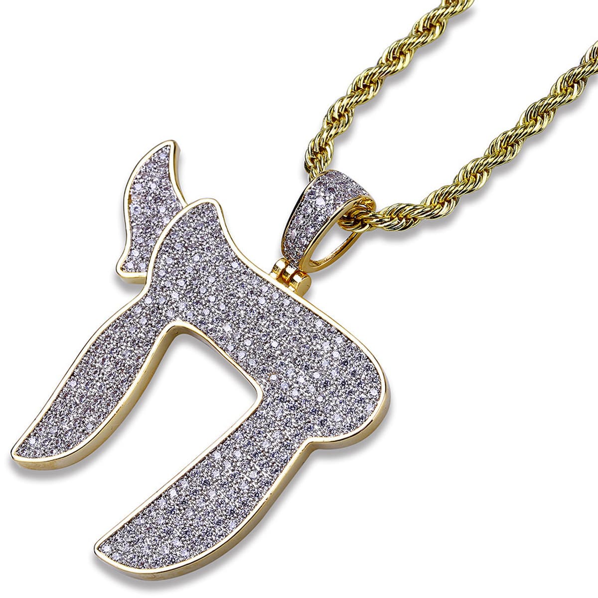Европейский и американский новый религиозный символ Chai мужское ожерелье hiphop хип-хоп микро-инкрустированный позолоченный...