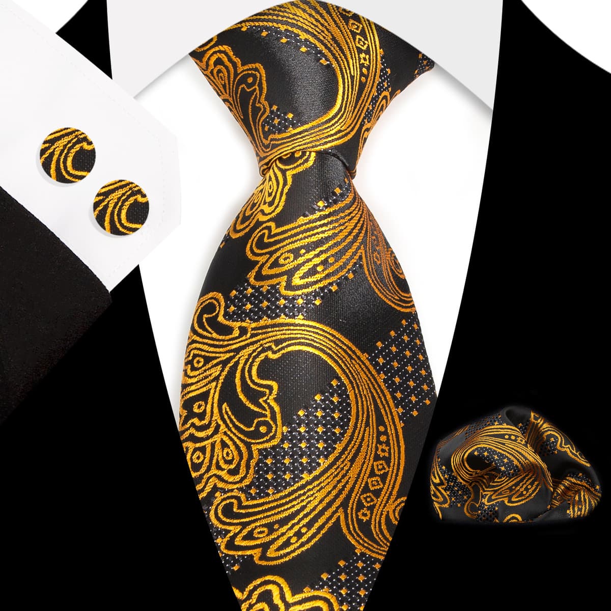 Мужской галстук карман Квадратные запонки костюм Деловое платье Винтаж 8,5 см жаккардовый галстук Пейсли набор из 3 предметов