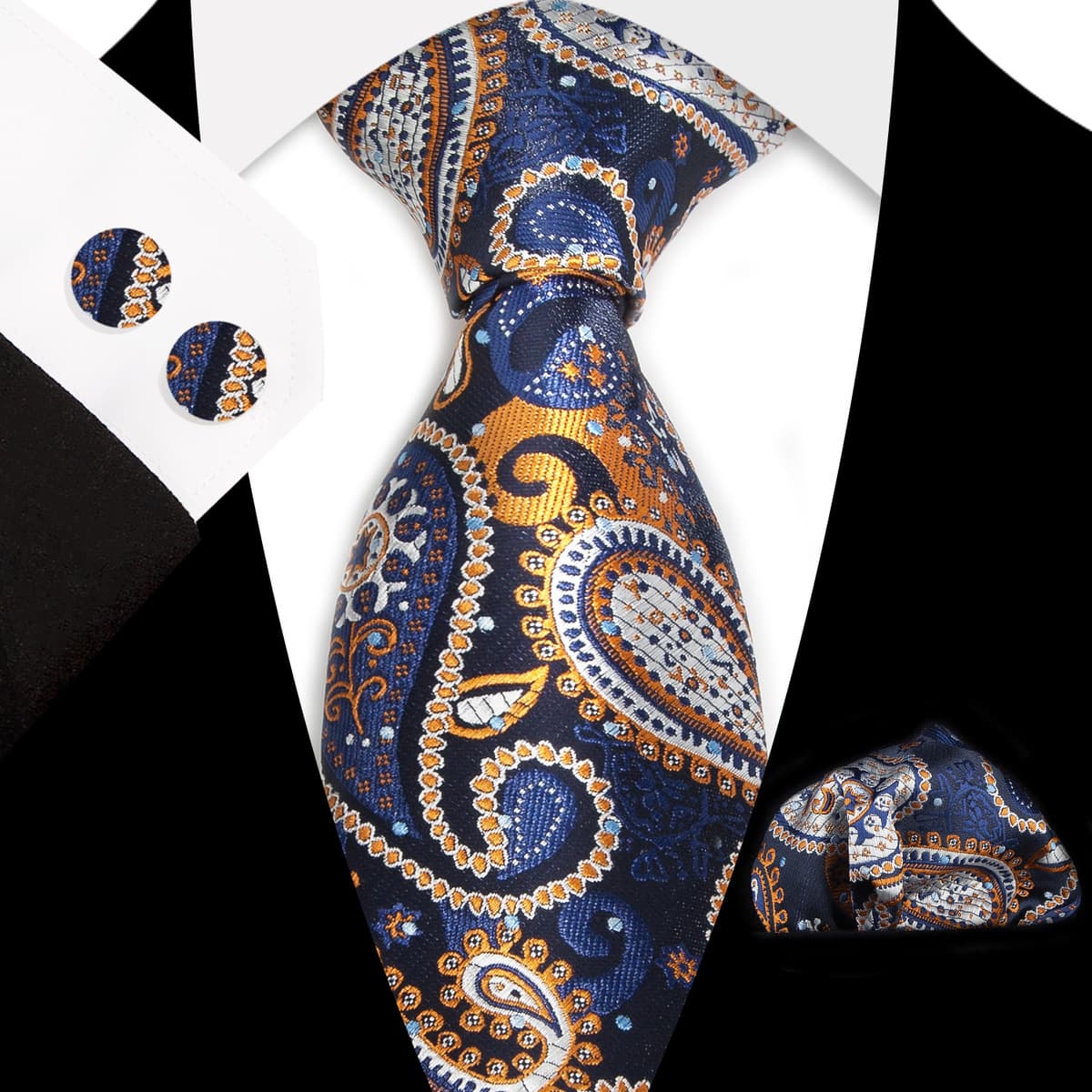 Мужской галстук карман Квадратные запонки костюм Деловое платье Винтаж 8,5 см жаккардовый галстук Пейсли набор из 3 предметов