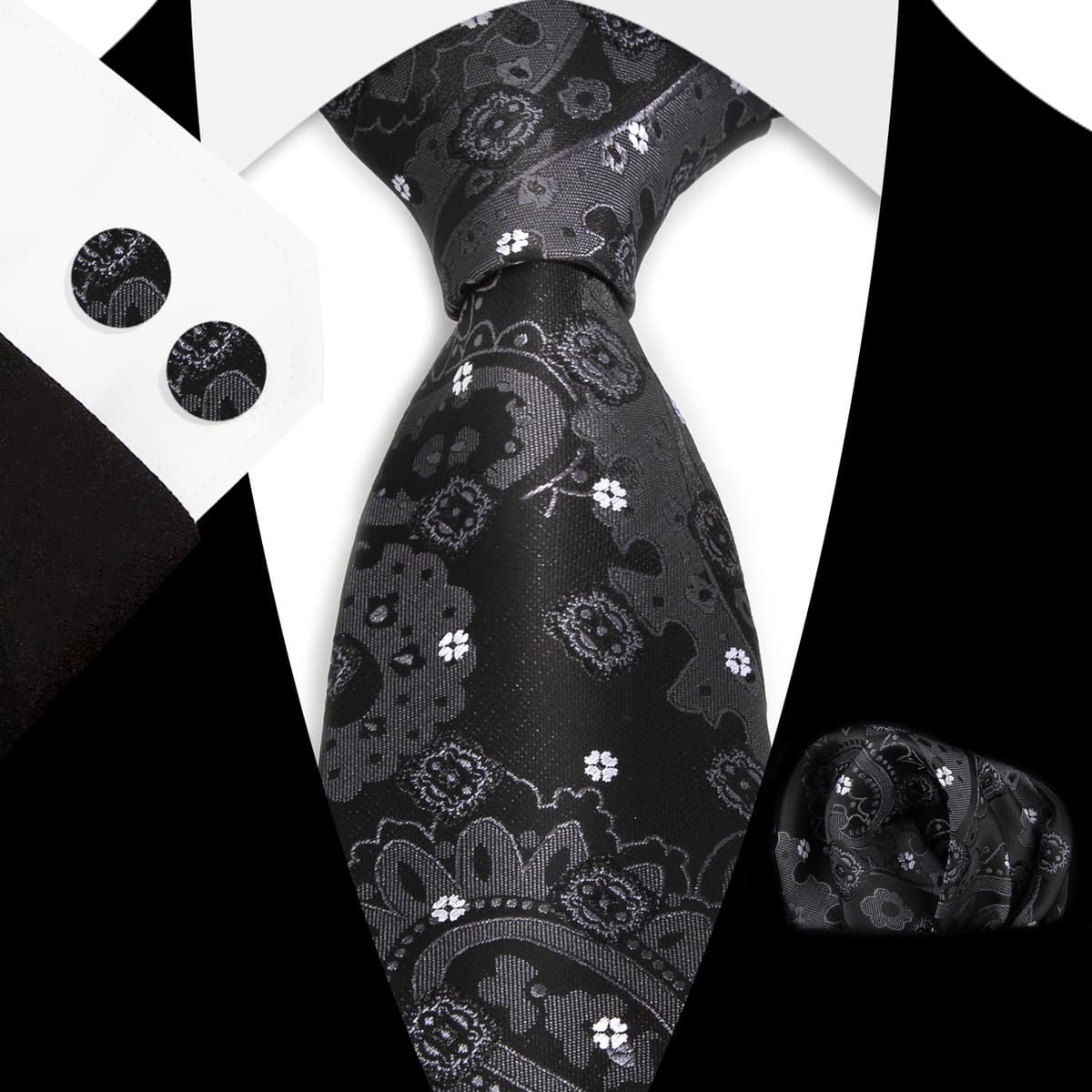 Мужской галстук карман Квадратные запонки костюм Деловое платье Винтаж 8,5 см жаккардовый галстук Пейсли набор из 3 предметов