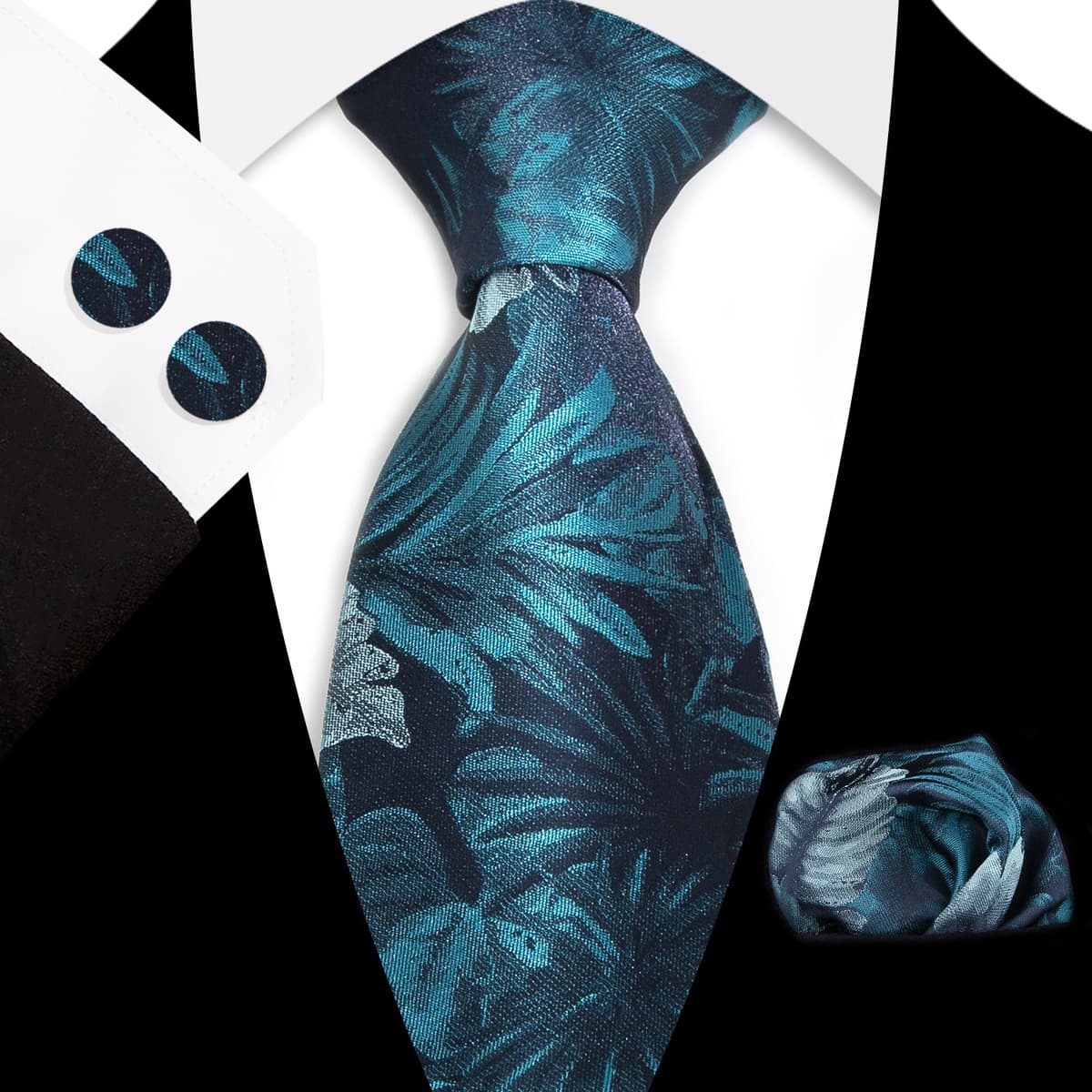 Мужской галстук карман Квадратные запонки костюм Деловое платье Винтаж 8,5 см жаккардовый галстук Пейсли набор из 3 предметов