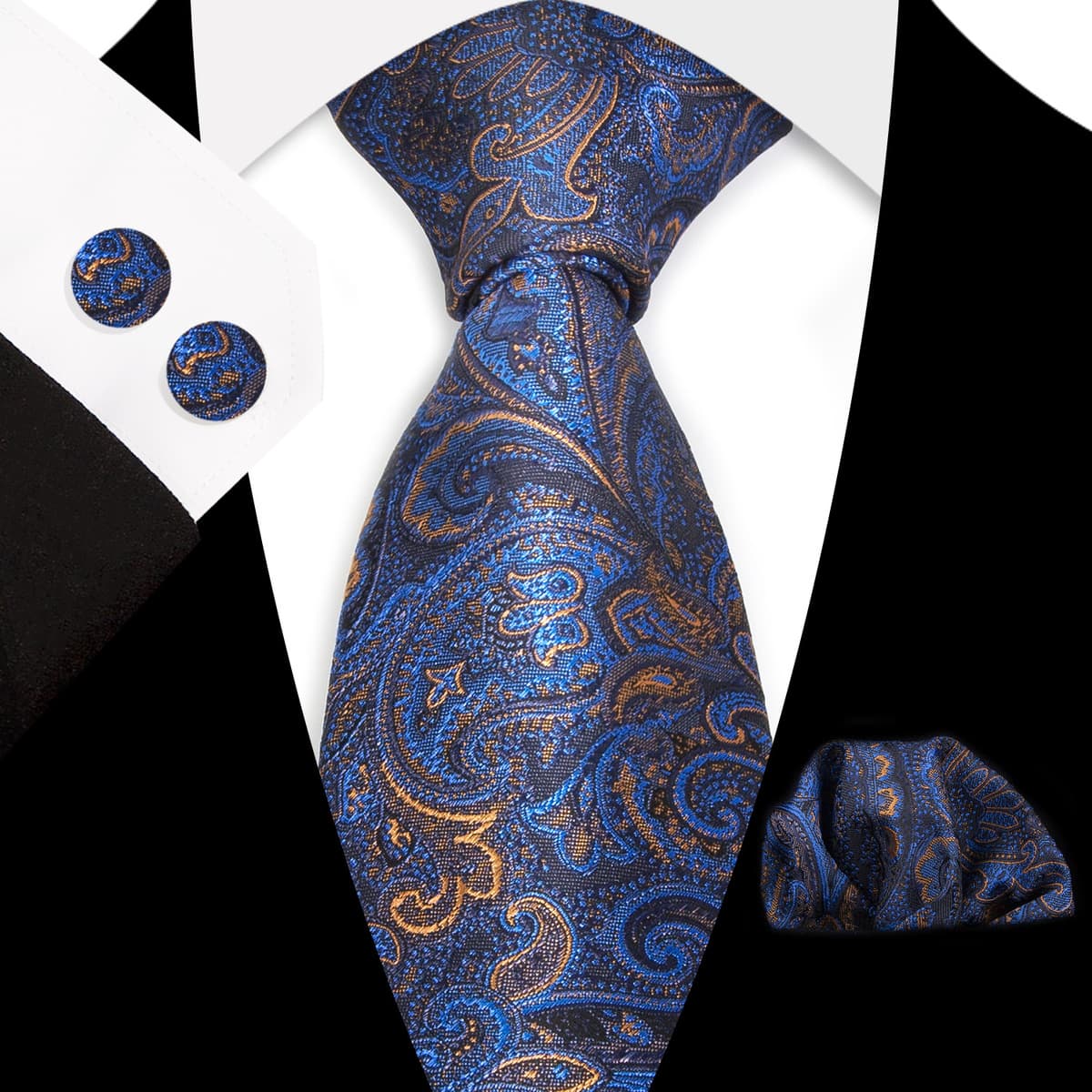 Мужской галстук карман Квадратные запонки костюм Деловое платье Винтаж 8,5 см жаккардовый галстук Пейсли набор из 3 предметов