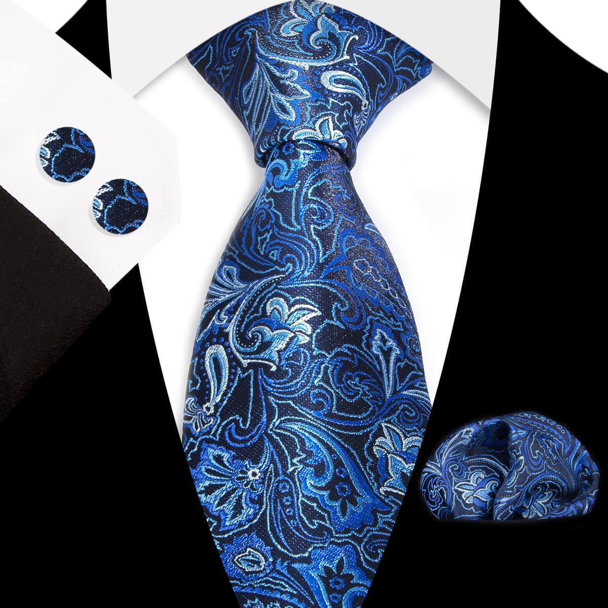 Мужской галстук карман Квадратные запонки костюм Деловое платье Винтаж 8,5 см жаккардовый галстук Пейсли набор из 3 предметов