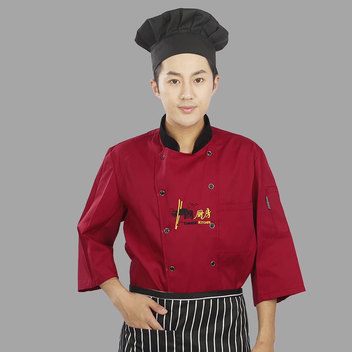 Рабочая одежда шеф-повара Осенне-зимний костюм с длинными рукавами Мужская гостиничная кухонная одежда больших размеров...