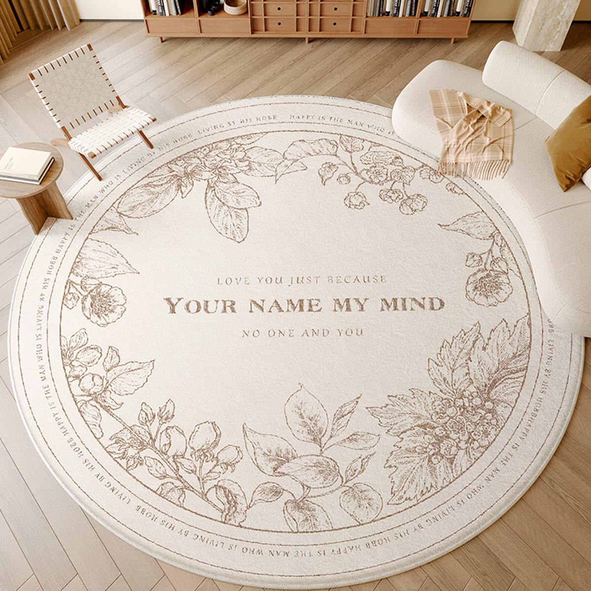 Ковер для гостиной, новый круглый диванный коврик с принтом в французском винтажном стиле, универсальный и простой в уходе,...