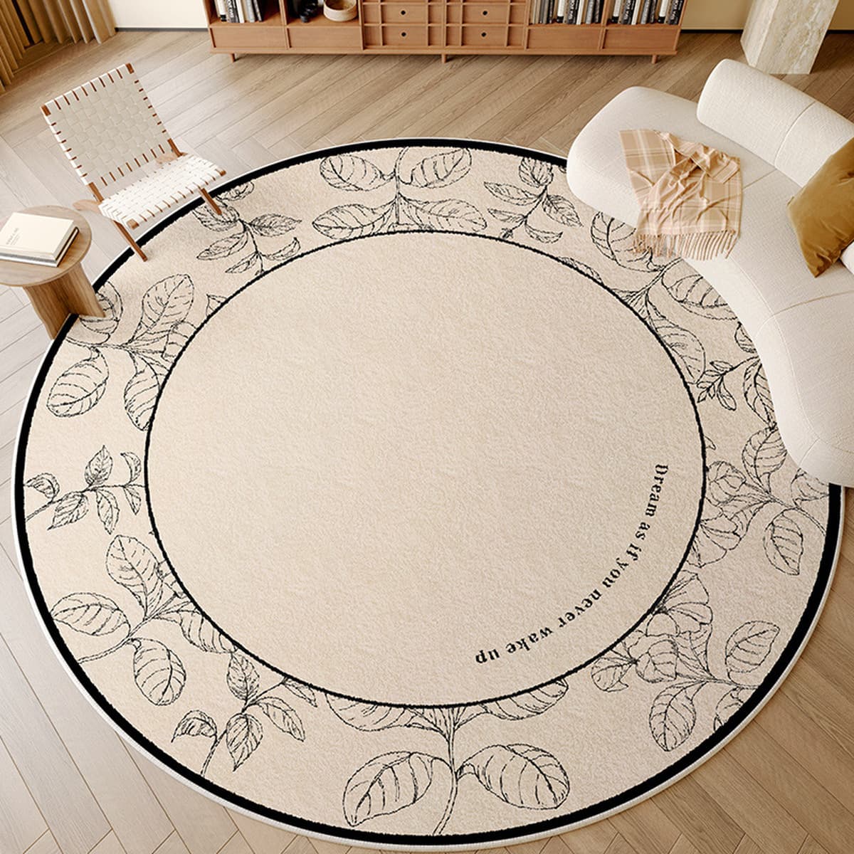 Ковер для гостиной, новый круглый диванный коврик с принтом в французском винтажном стиле, универсальный и простой в уходе,...