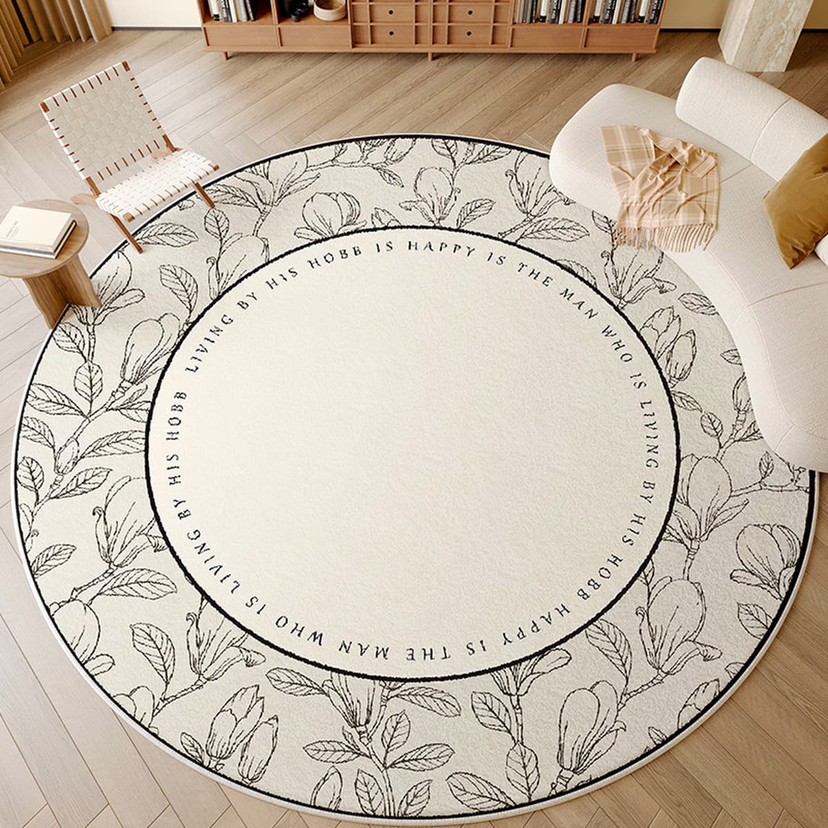 Ковер для гостиной, новый круглый диванный коврик с принтом в французском винтажном стиле, универсальный и простой в уходе,...