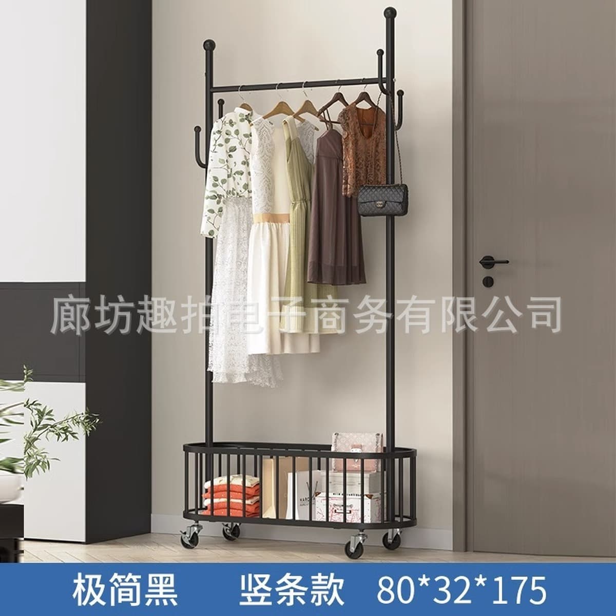 Вешалка для одежды напольная вешалка для одежды в спальне подвижная с колесами Бытовая Внутренняя сетка красный свет...