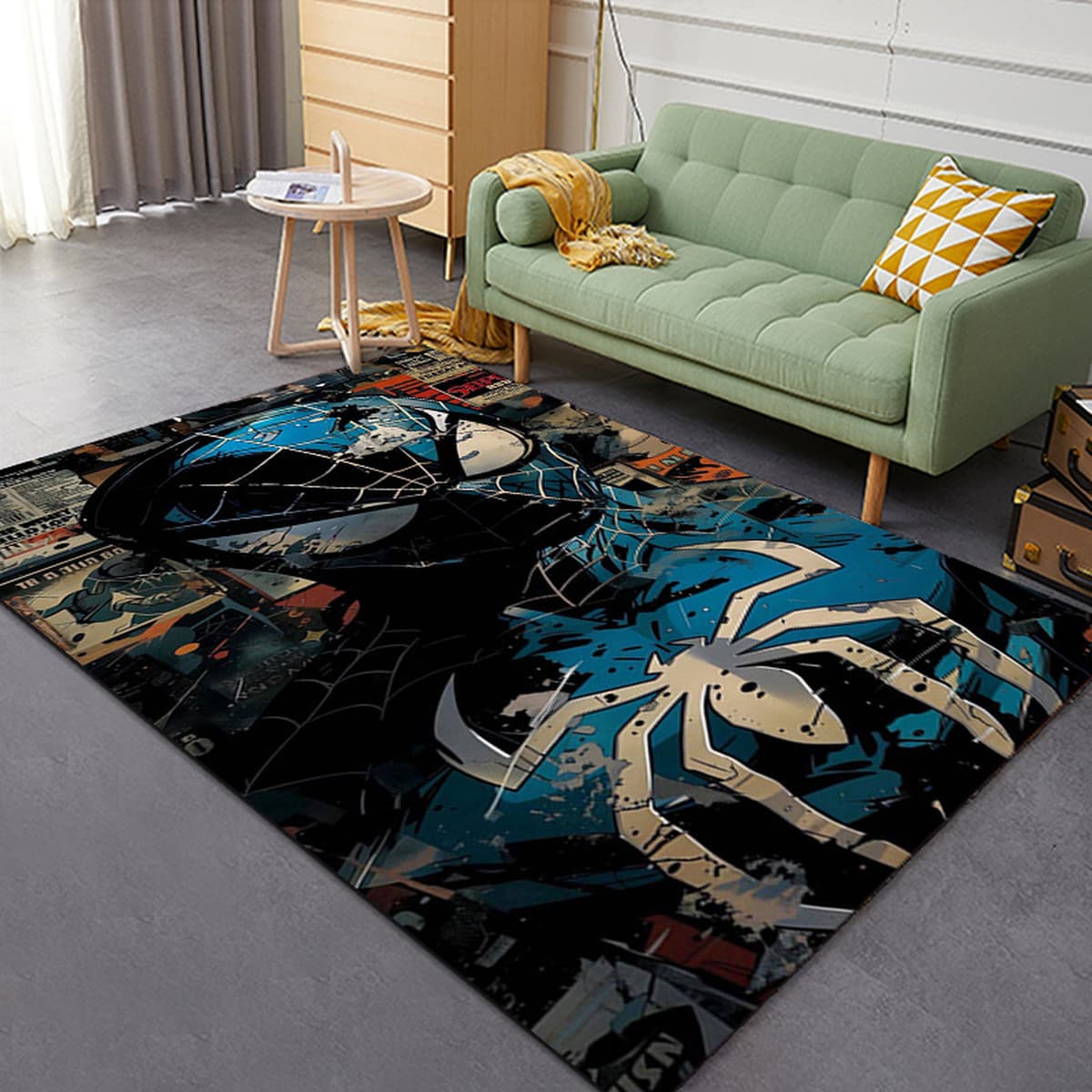 Ковер Amazon Temu Marvel Spider-Man для гостиной, устойчивый к пятнам, большой коврик для пола, ковер для комнаты e-sport,...