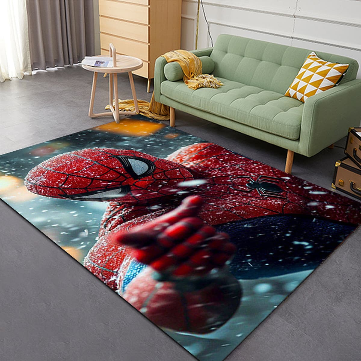 Ковер Amazon Temu Marvel Spider-Man для гостиной, устойчивый к пятнам, большой коврик для пола, ковер для комнаты e-sport,...