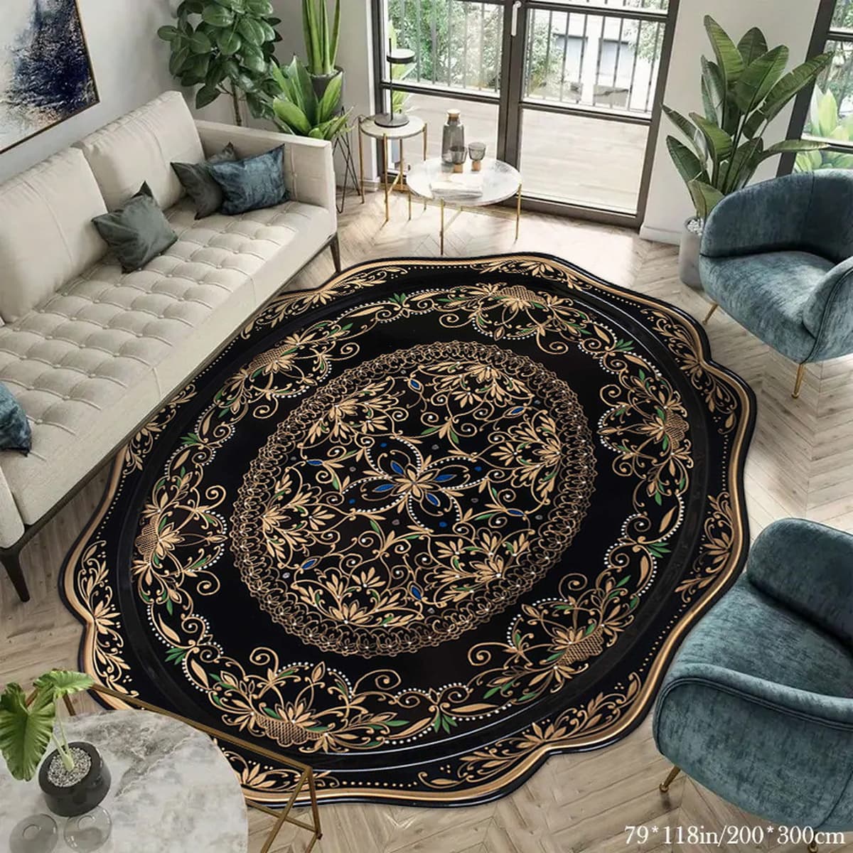 Трансграничный ковер Amazon temu в стиле ретро с цветочным принтом, диван для гостиной, износостойкий и грязеотталкивающий...