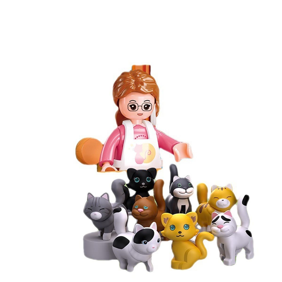 Xiaoluban собрал строительные блоки 1089 кошка домашний кошачий домик 1088 игрушка для девочки украшение подарок на день...