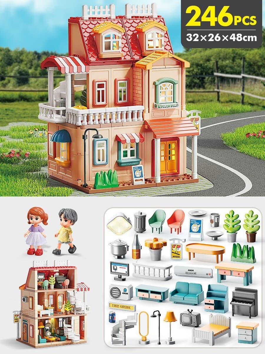 Конструктор Feile, крупные детали, 1626A-1, горка, детская развивающая игрушка-головоломка для мальчиков и девочек, подарок,...