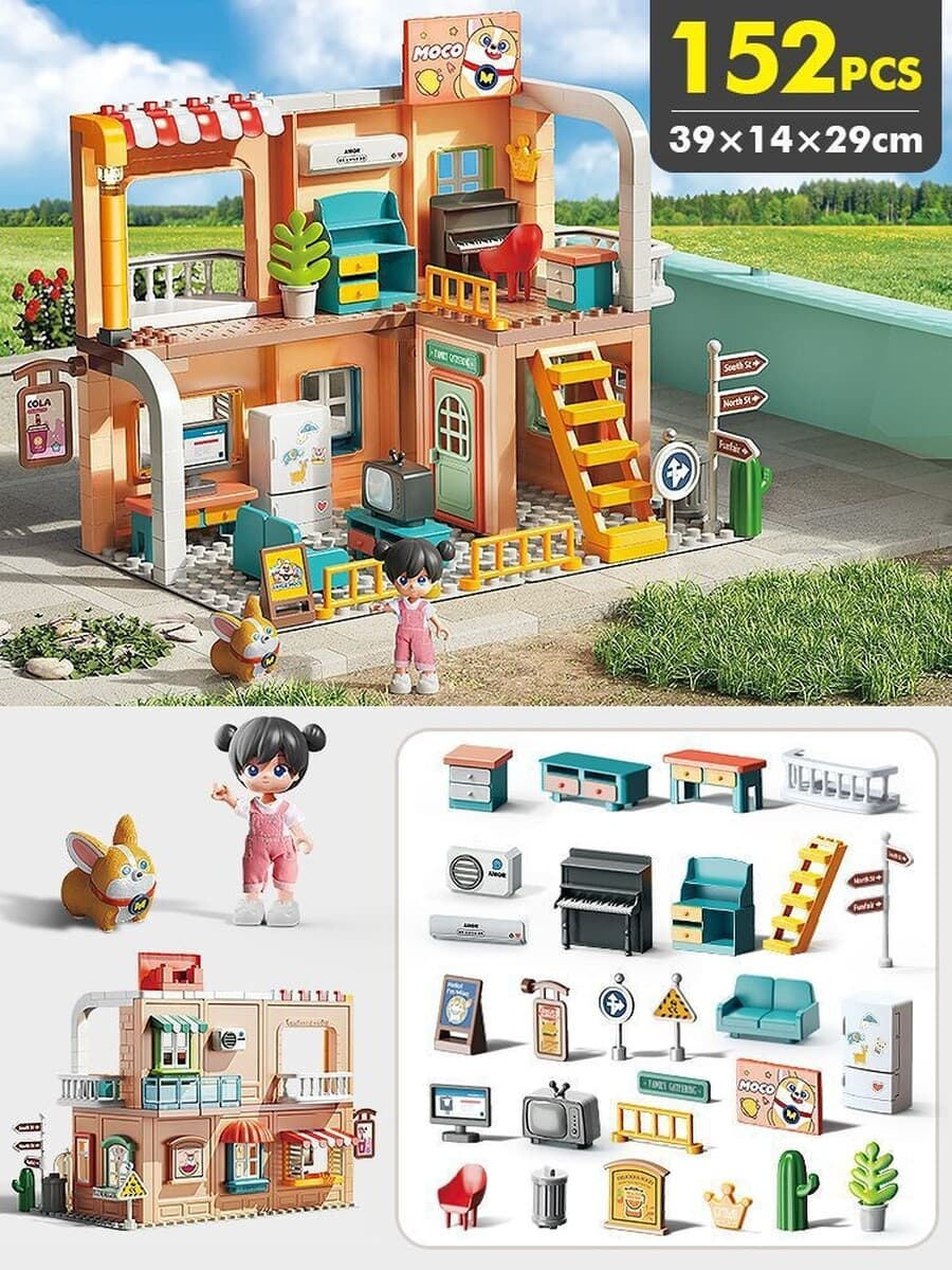 Конструктор Feile, крупные детали, 1626A-1, горка, детская развивающая игрушка-головоломка для мальчиков и девочек, подарок,...