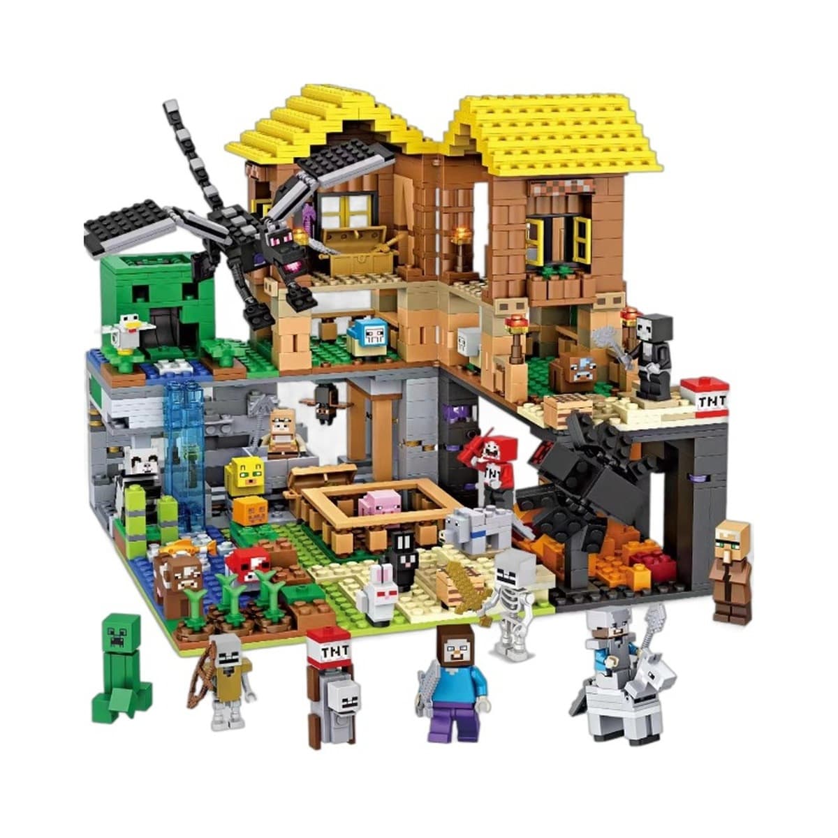 Совместим с Lego My строительных блоков World Village House пещерная хижина теневой дракон для детей, собранных игрушечных...