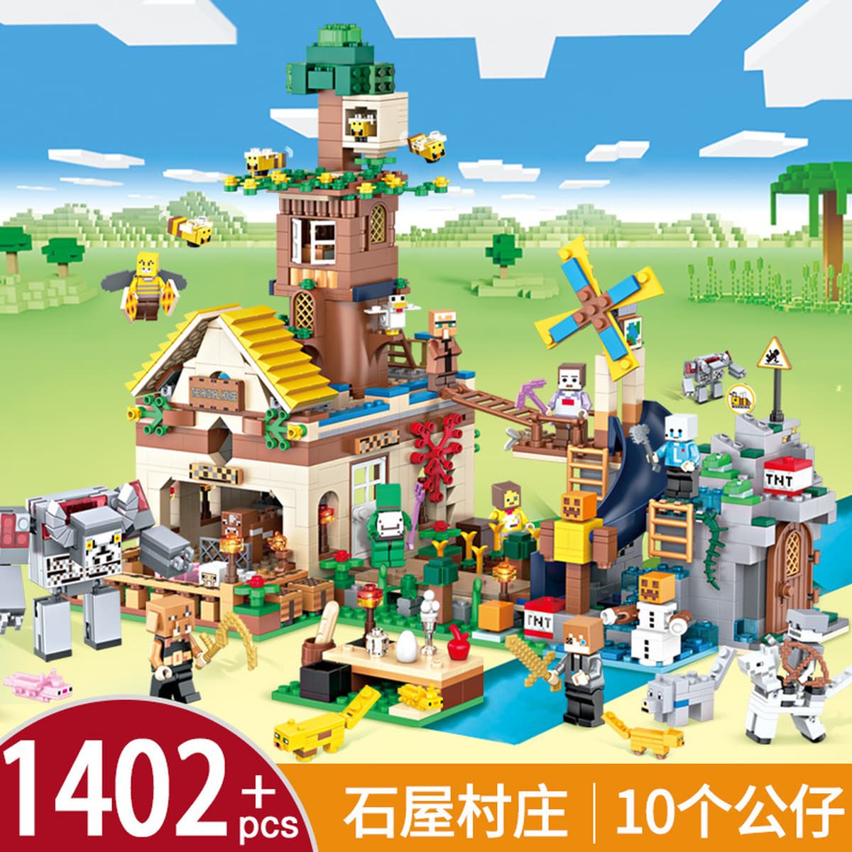 Совместим с Lego My строительных блоков World Village House пещерная хижина теневой дракон для детей, собранных игрушечных...