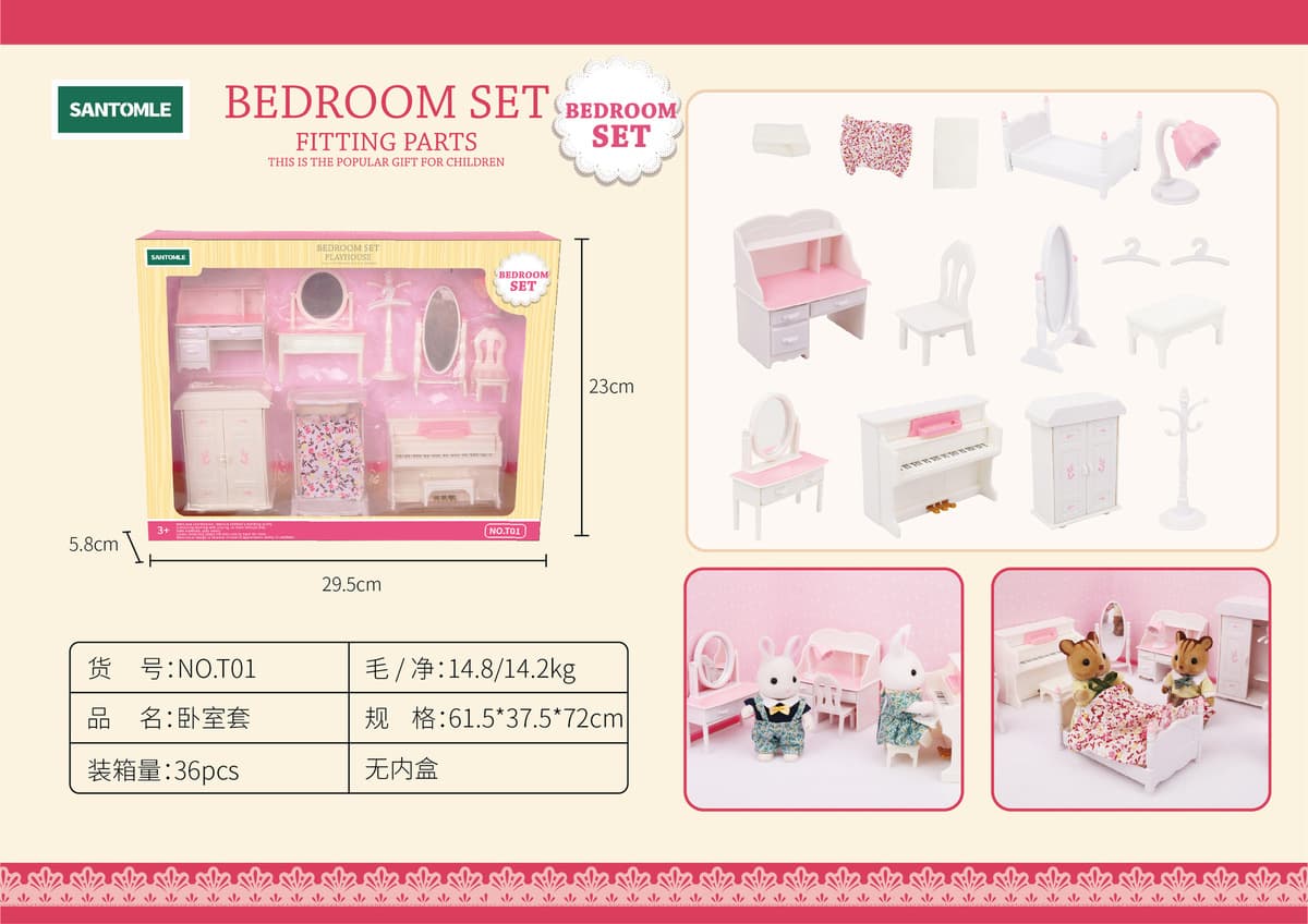 Детский дом Лесное семейное освещение Вилла Дом с животными Мини-кролик Кукольный домик Кухня Собранные игрушки