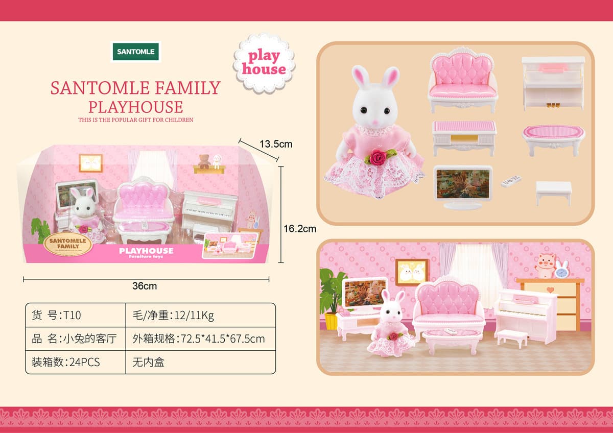 Детский дом Лесное семейное освещение Вилла Дом с животными Мини-кролик Кукольный домик Кухня Собранные игрушки