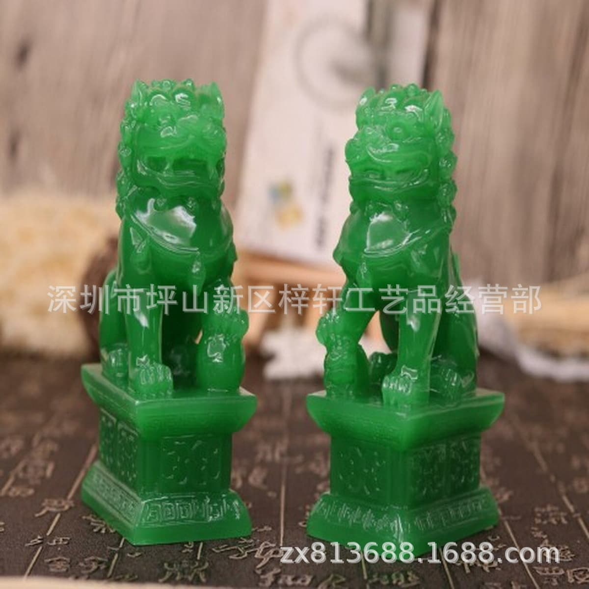 Зеленый нефрит Лев украшения Пара магазин счетчик украшения дома вход украшения