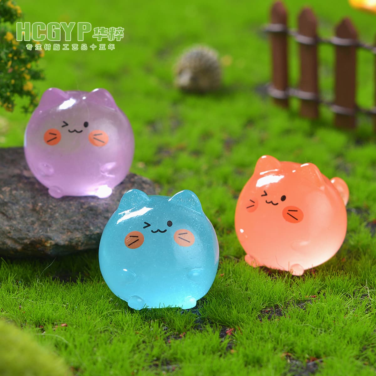 Микро-пейзаж Yingying светящийся милый смайлик цветной котенок креативный орнамент домашний столешница украшение из смолы...