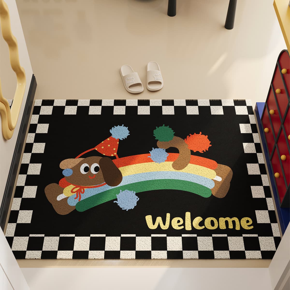 Коврик для входной двери с проволочной петлей, противоскользящий, грязеотталкивающий и износостойкий, придверный коврик,...