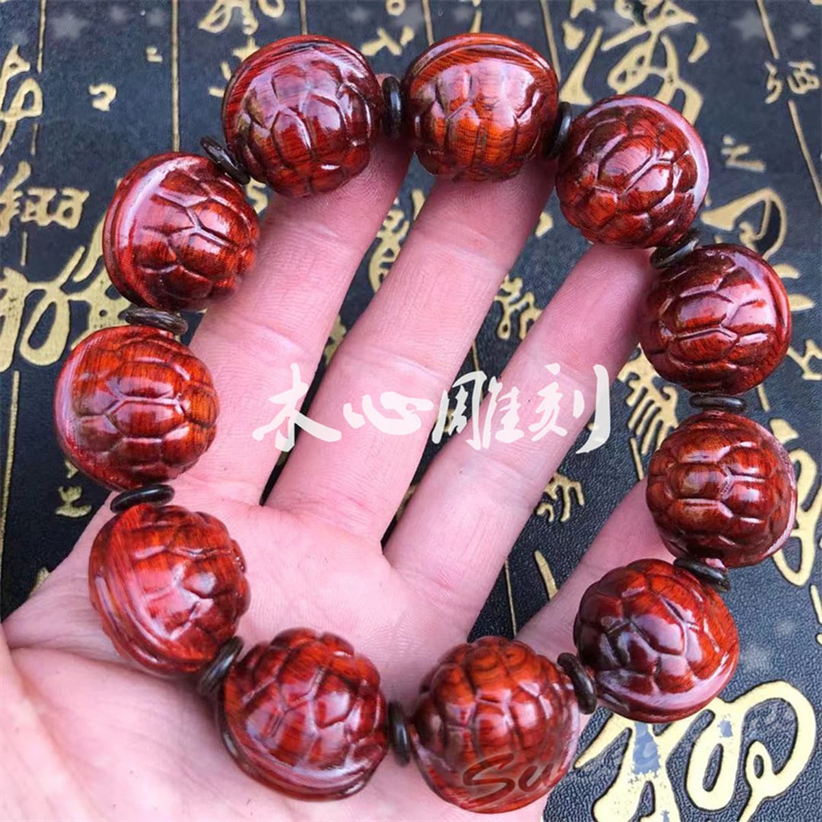 Красный сандаловый браслет Бергамот Резьба Браслет Храбрый браслет Wen Play Браслет