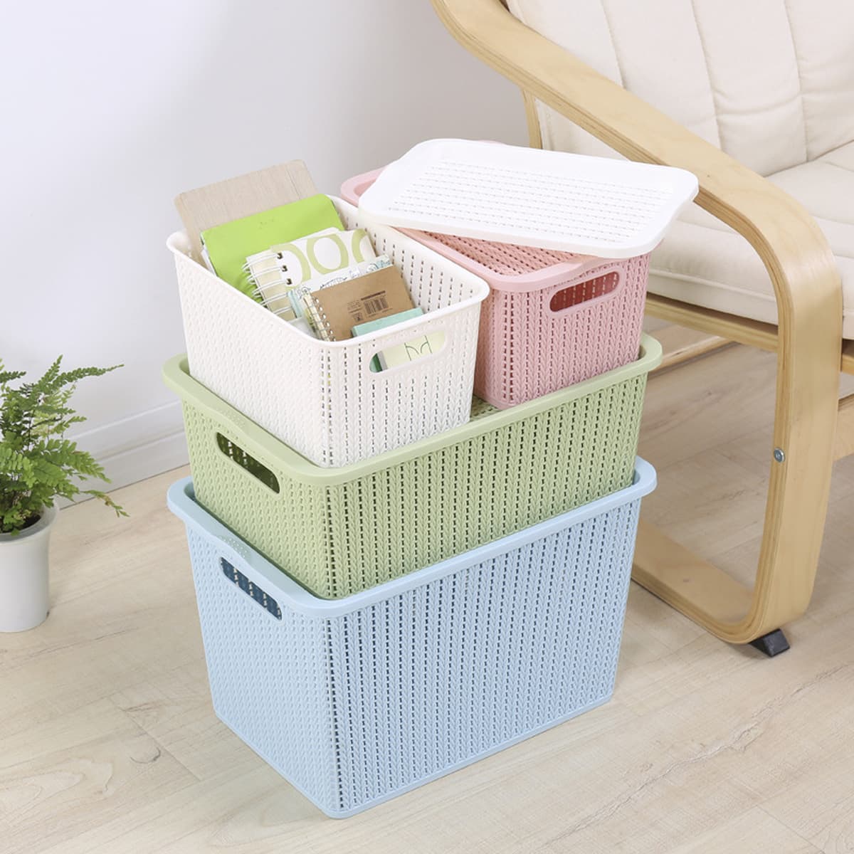 Детский ящик для хранения в японском стиле пластиковый закрытый ящик для хранения предметов домашнего хранения большой...