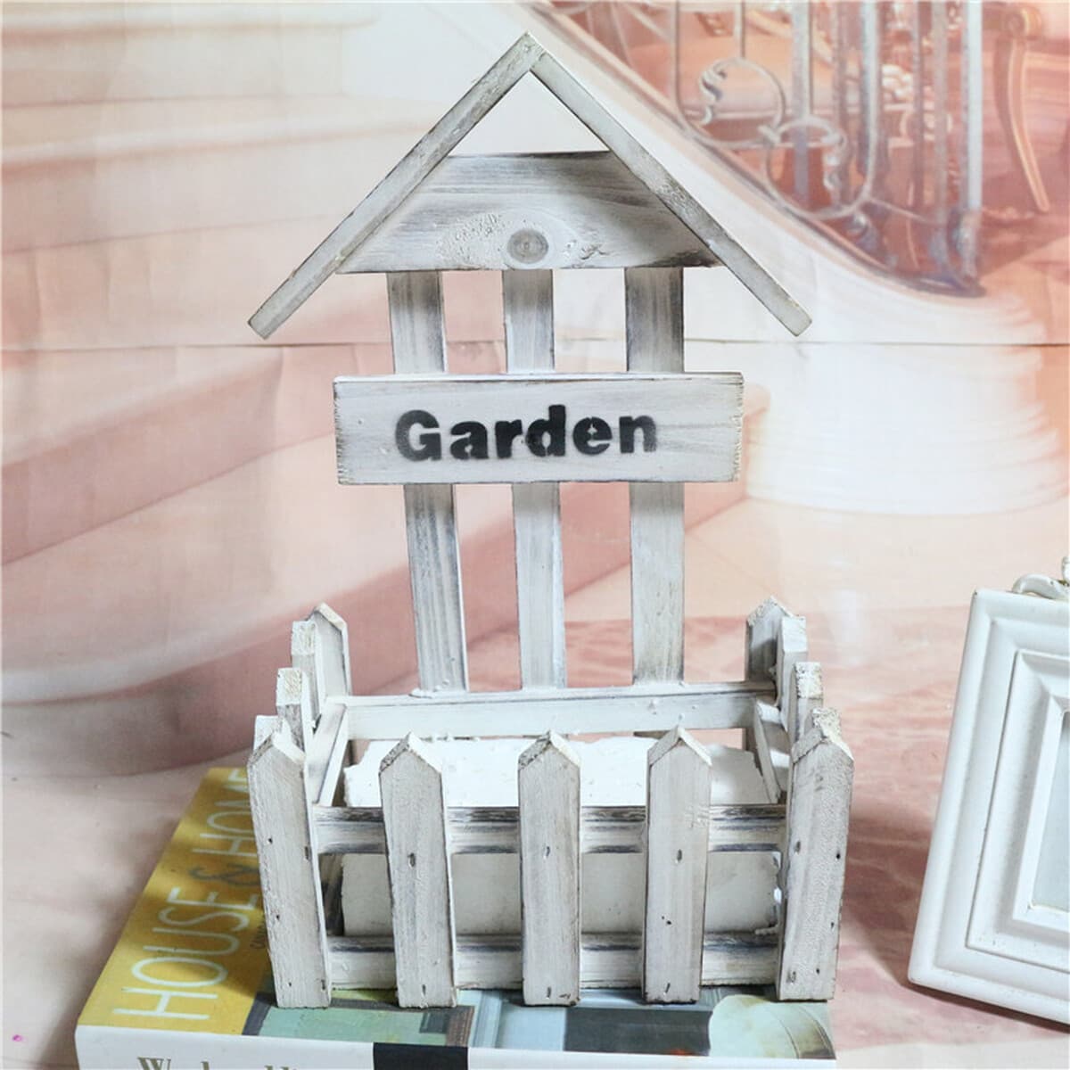 Забор Дом украшения Искусственный цветок Цветочная композиция деревянная ваза оптом имитация старого деревянного дома...