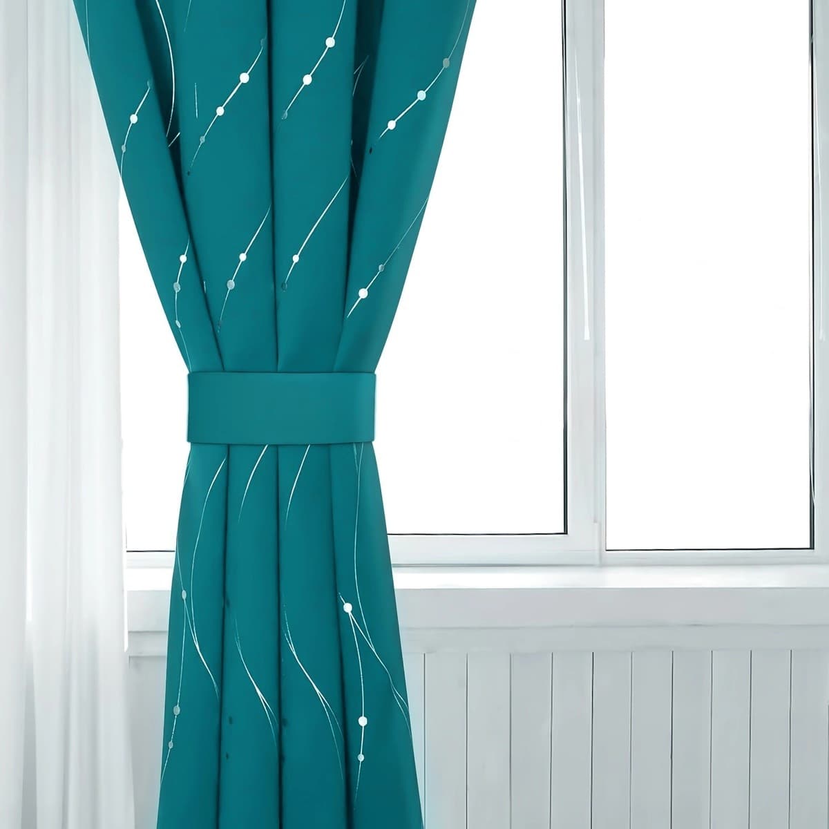 1 шт., синяя домашняя занавеска с золотым тиснением Fresh Lake, абстрактная линия, затемняющая занавеска для гостиной,...