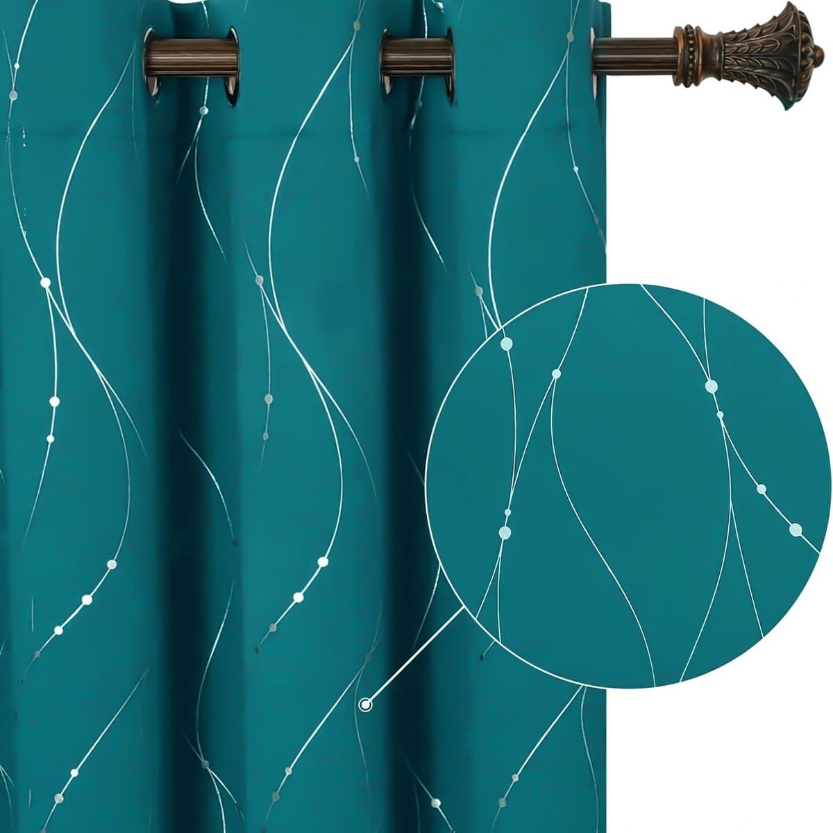 1 шт., синяя домашняя занавеска с золотым тиснением Fresh Lake, абстрактная линия, затемняющая занавеска для гостиной,...